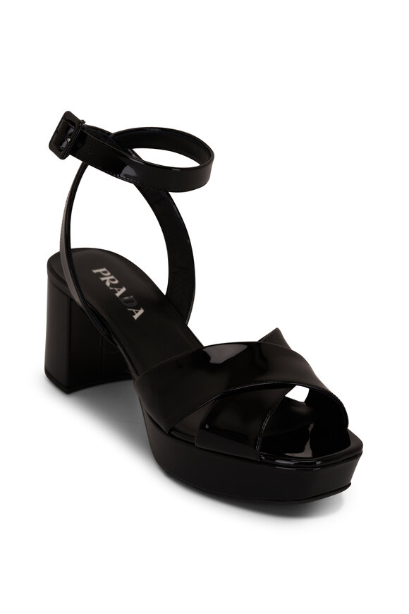 Prada - Plateau Black Patent Leather Platform Sandal, 65mm
