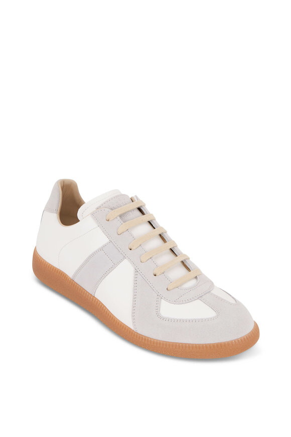 Maison Margiela - Replica Tonal Gray Leather & Suede Low Top Sneaker