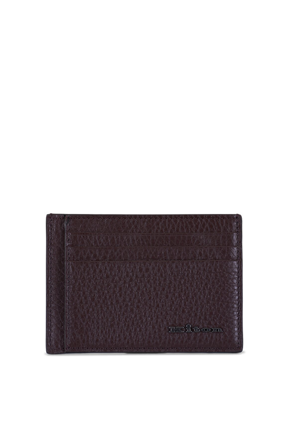 Kiton Brown Grained Leather Card Case