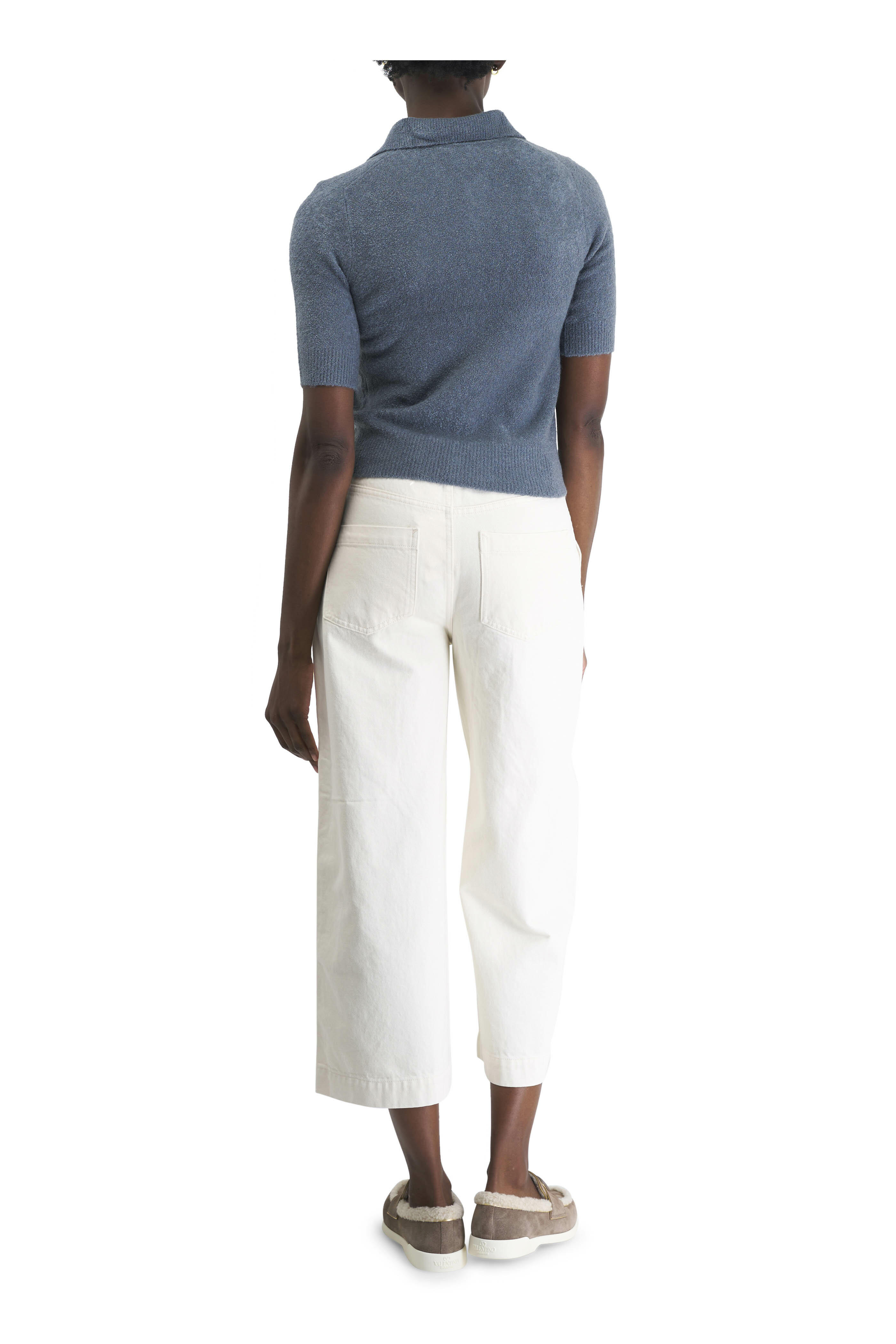 ヴィンス Vince Silk Blend Polo レディース Sweaters Mist Grey Vince - Lake Stone Soft Bouclé Polo Sweater | Mitchell Stores