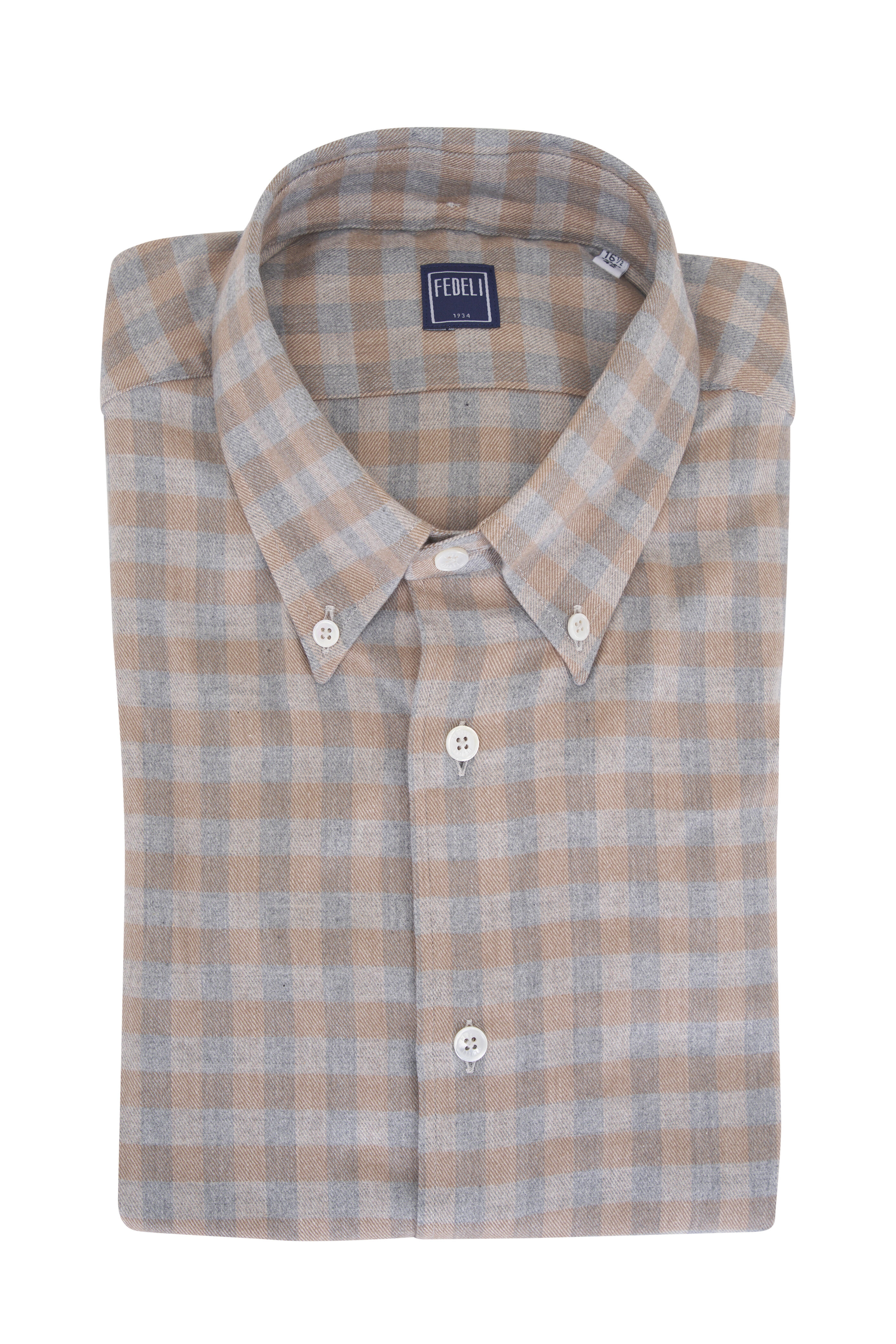 Fedeli - Tan & Gray Check Sport Shirt