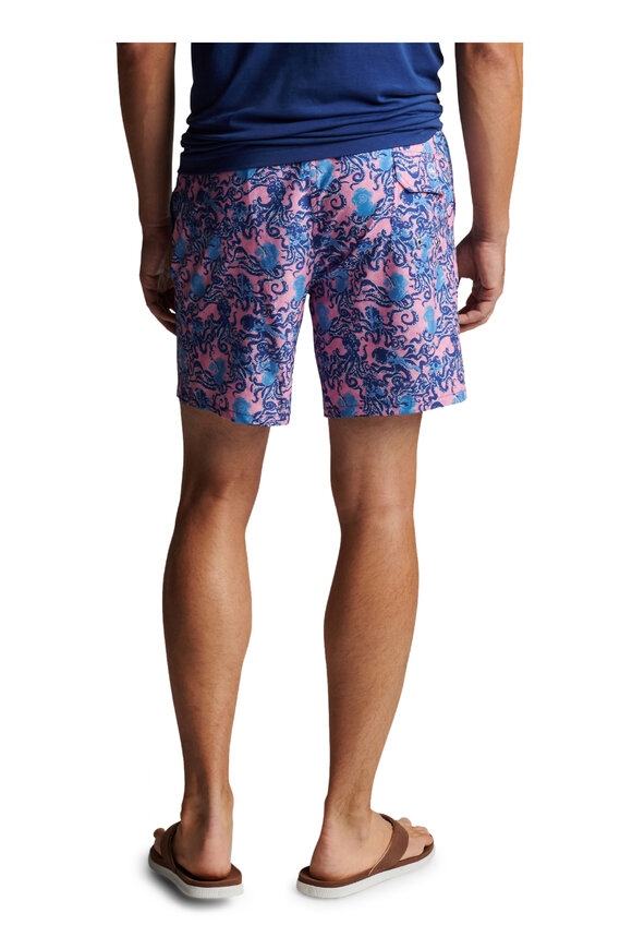 Peter Millar - Palmer Pink Octopus Print Swim Trunks