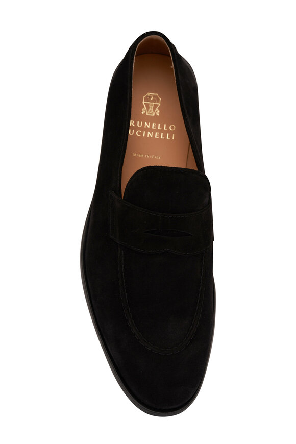 Brunello Cucinelli - Black Suede Penny Loafer