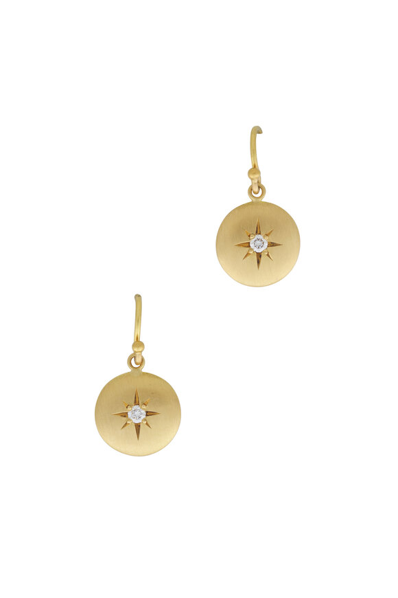 Caroline Ellen 20K Yellow Gold Diamond Star Earrings
