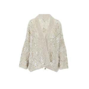 アウターその他 BRUNELLO CUCINELLI LUREX CARDIGAN Brunello Cucinelli Foliage Lace Cardigan in Linen and Silk