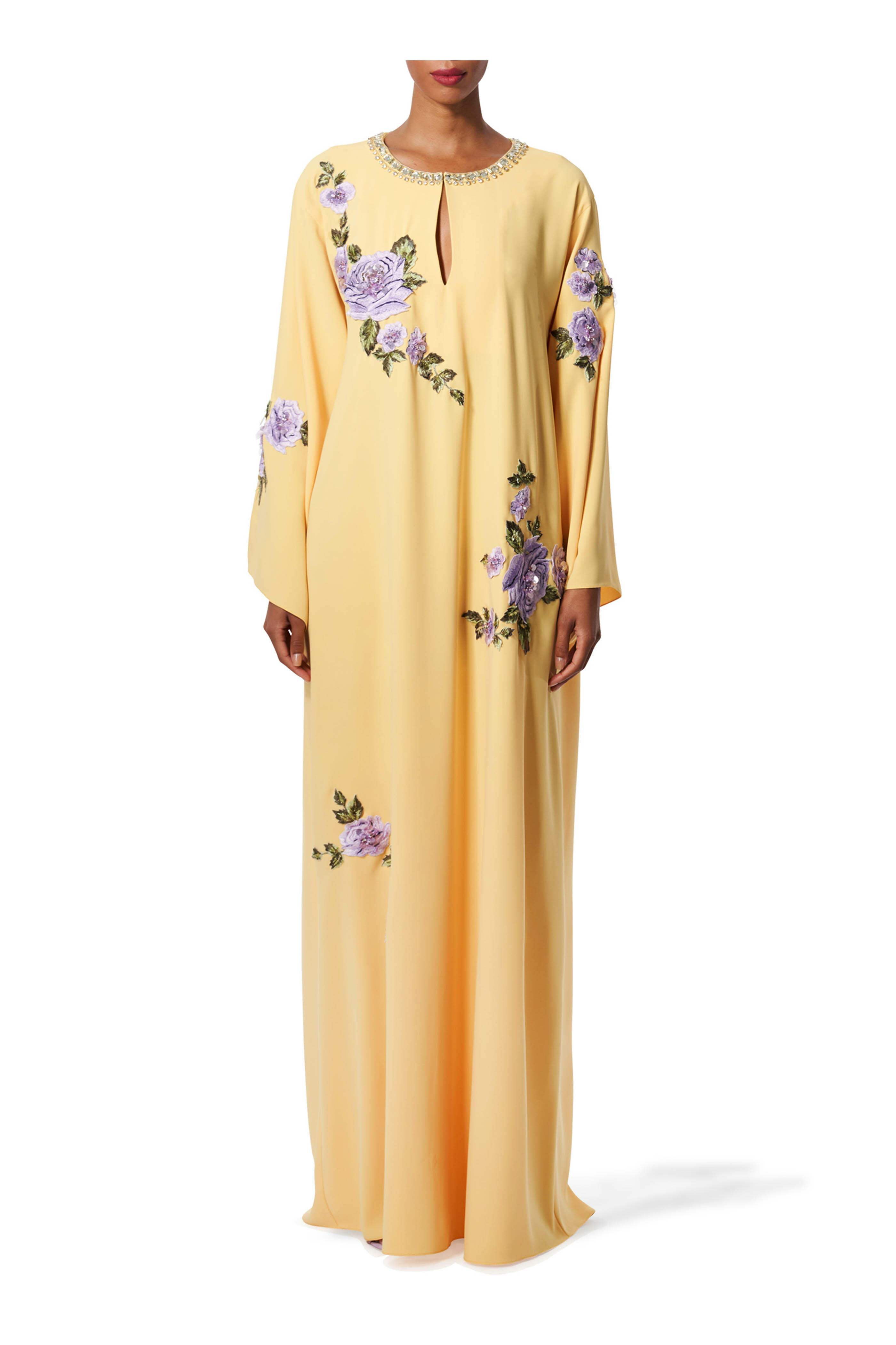 Carolina Herrera - Sunshine Pale Yellow Embellished Caftan