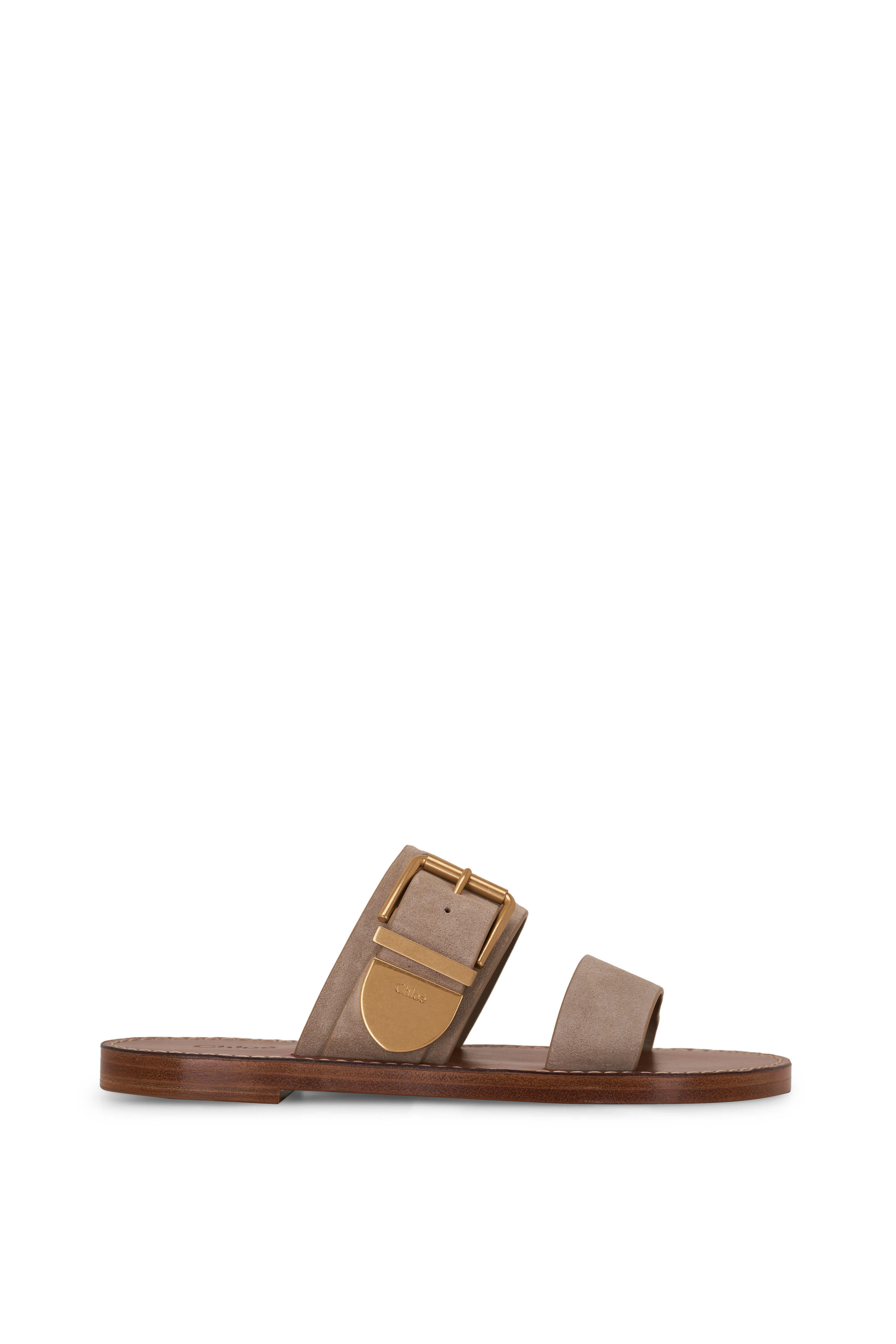 Chloé - Rebecca Dark Greige Flat Sandal | Mitchell Stores