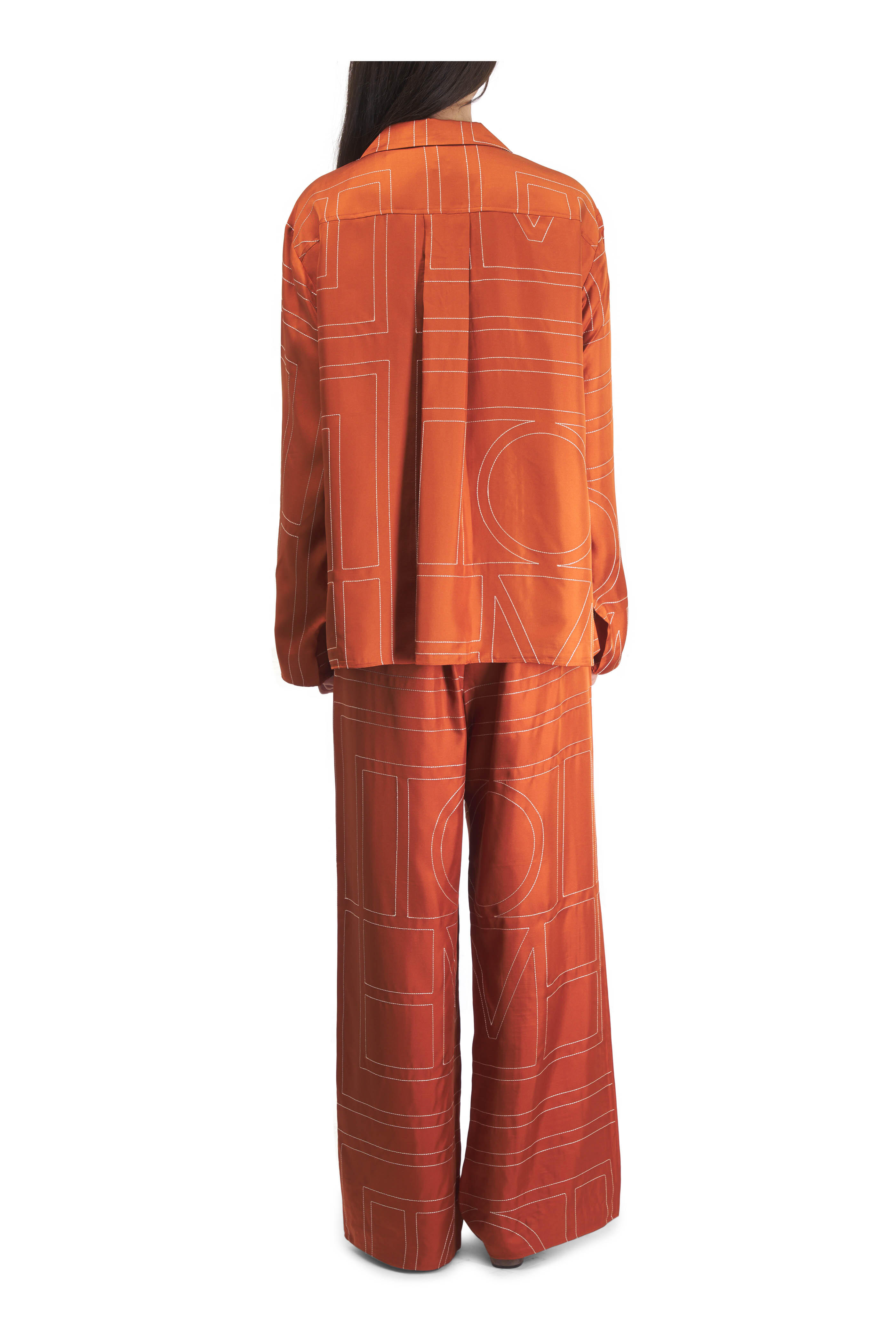 Totême - Terracotta Monogram Silk Pj Pant