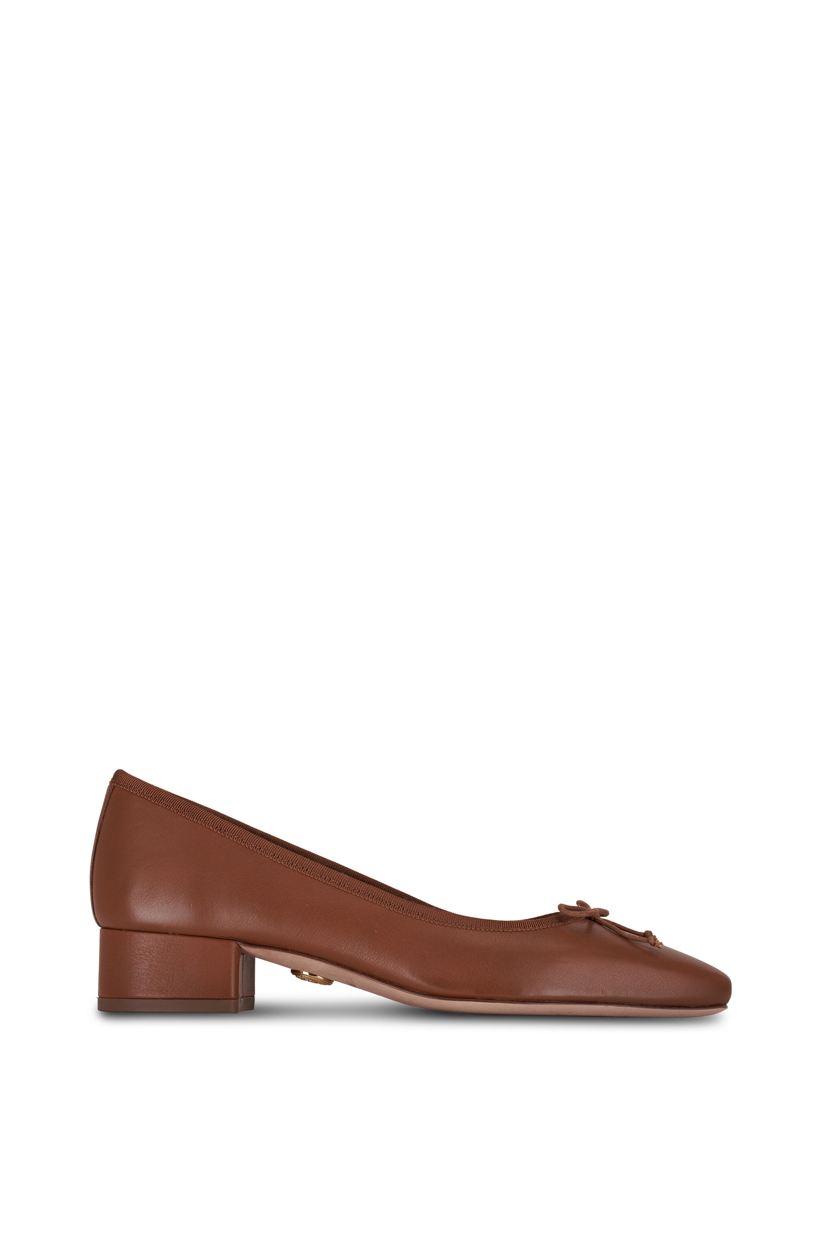 Veronica Beard - Cecile Caramel Leather Block Heel Pump, 30mm