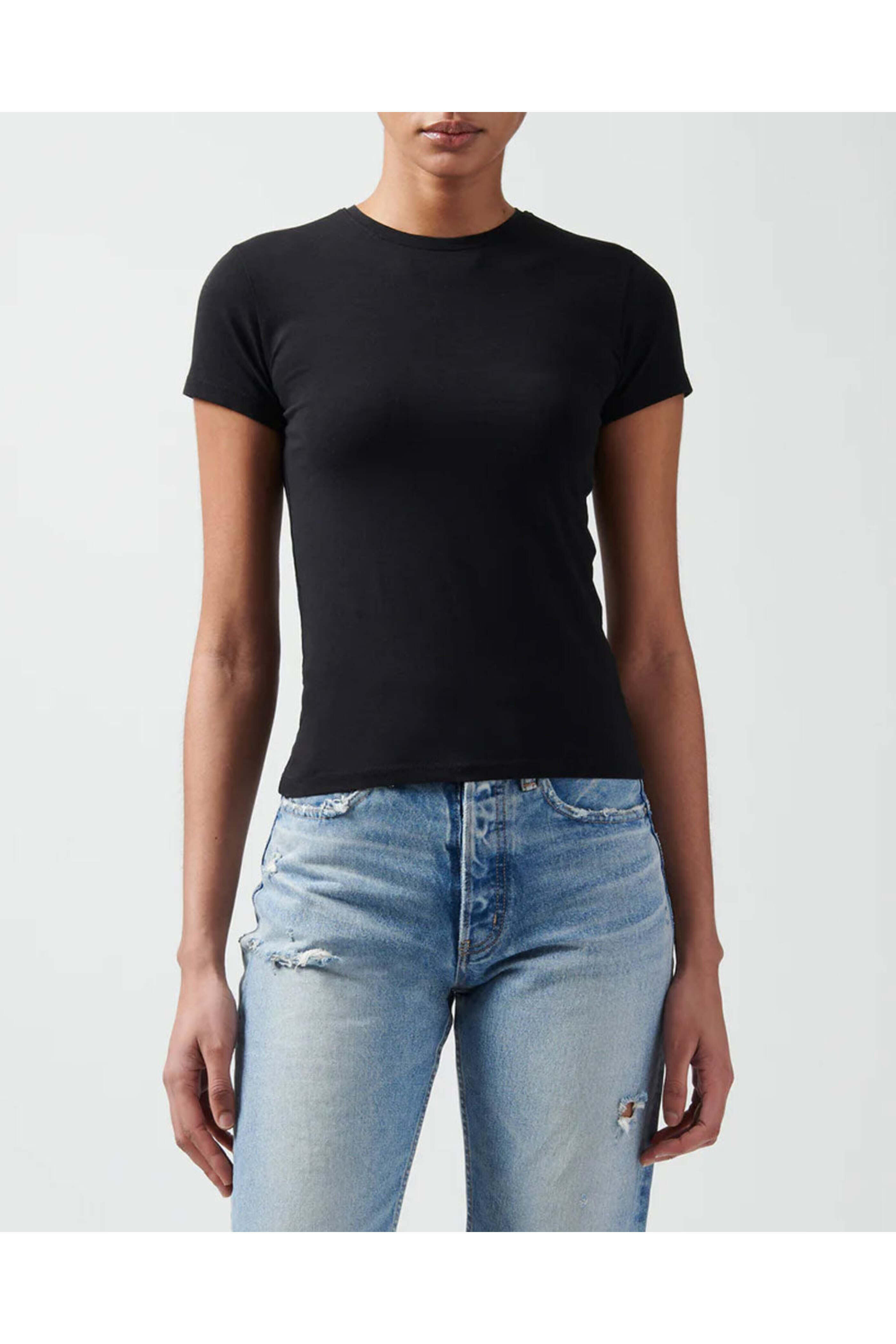 ATM - Black Cotton Jersey Crewneck Tee