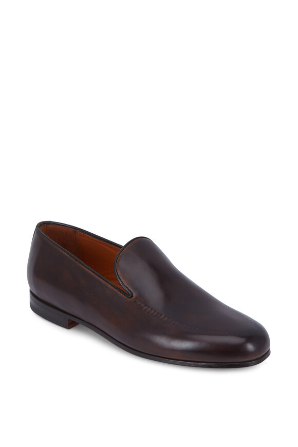 Bontoni - Savarese Chocolate Brown Reverse Stitch Loafer