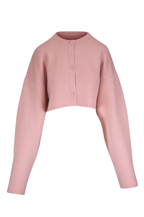 Totême Flamingo Pink Wool Cropped Oversized Cardigan