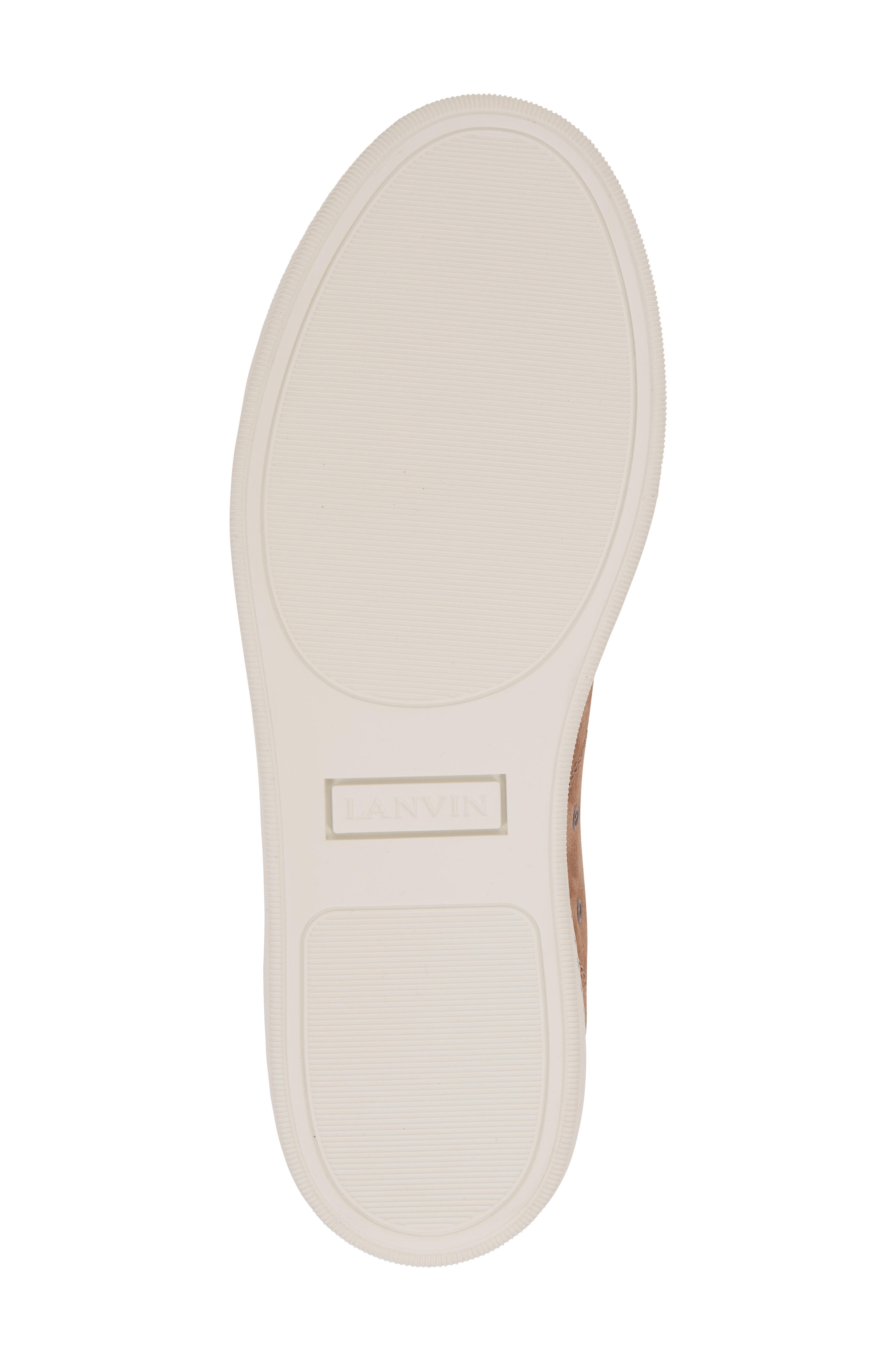 Lanvin - Beige Suede & Leather Cap-Toe Sneaker