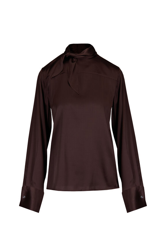Staud Rhodes Chocolate Silk Blouse - view 1