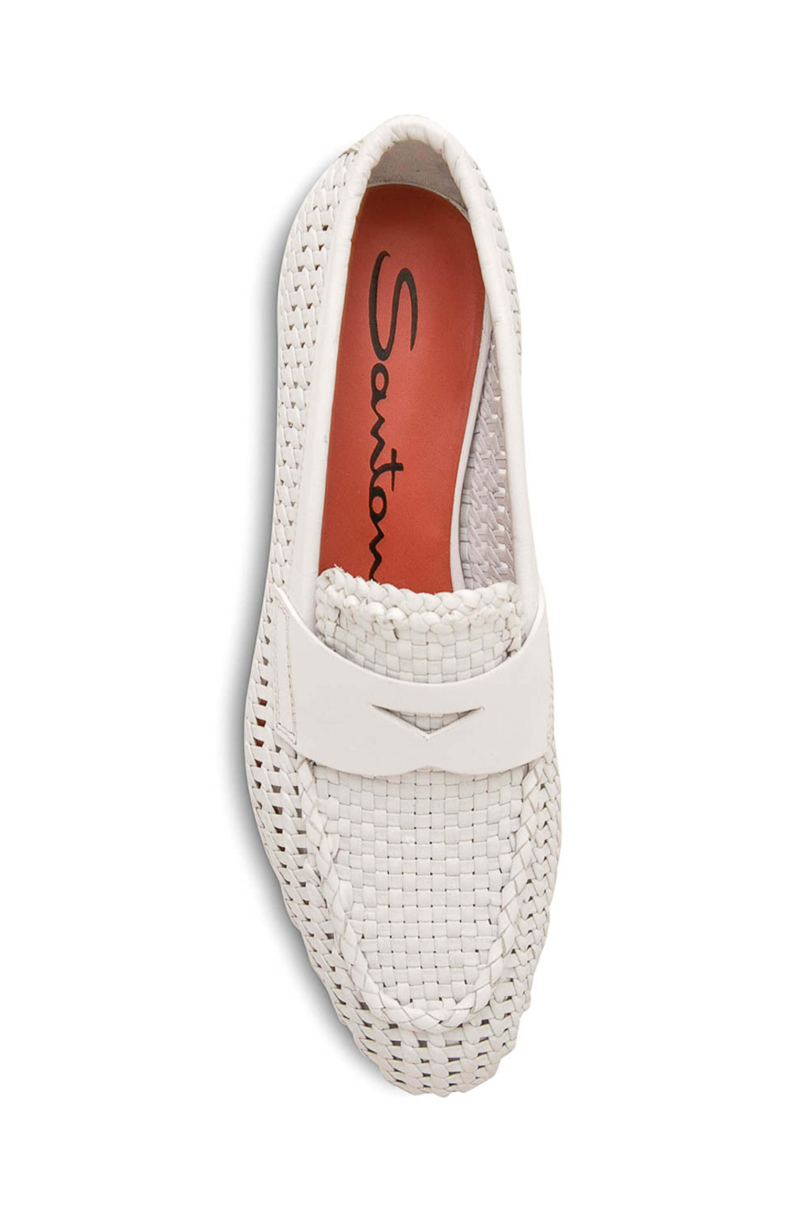 Santoni - Nicole Woven Leather Loafer in White
