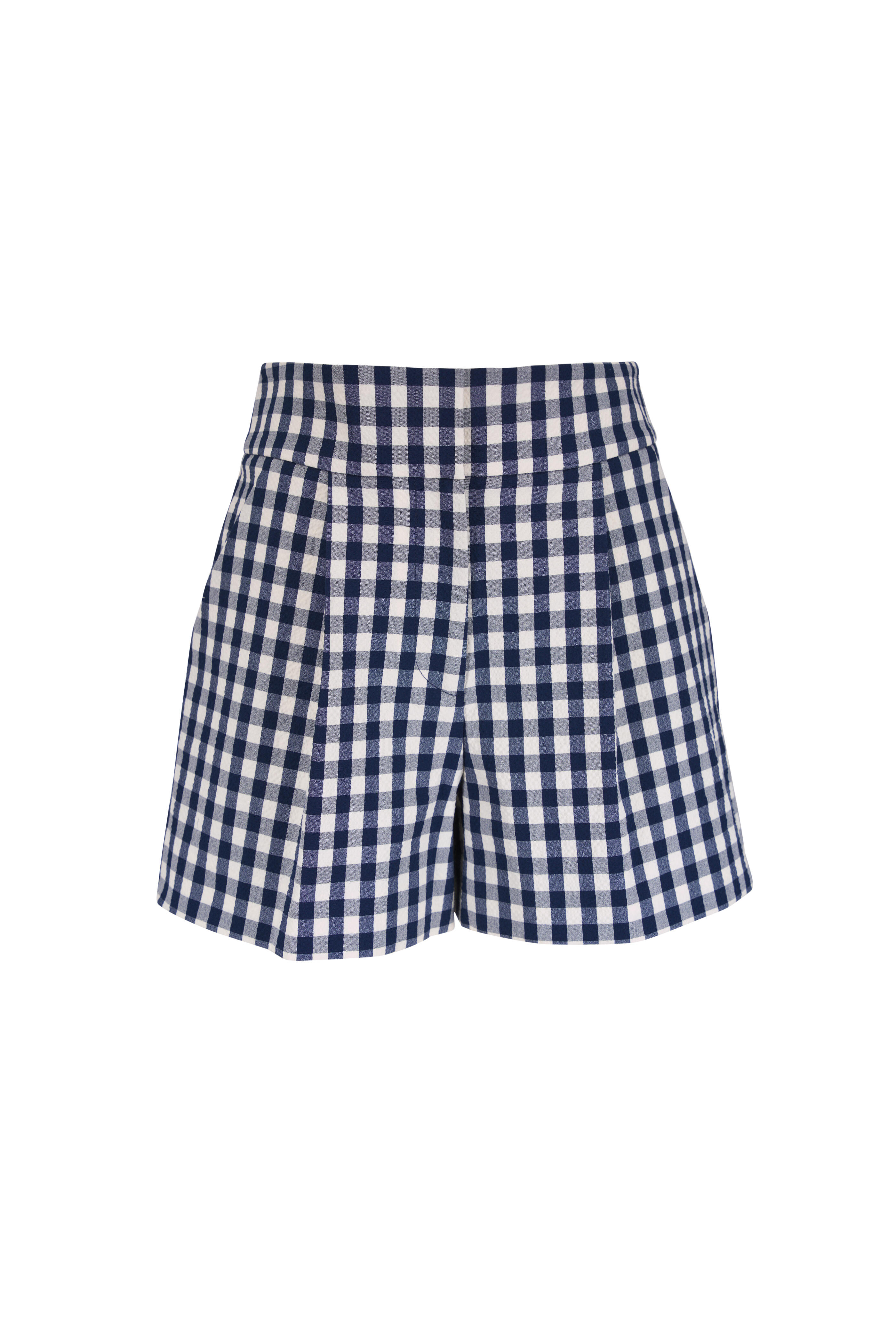 Veronica Beard - Haina Navy & Dove White Gingham Seersucker Shorts - view 1