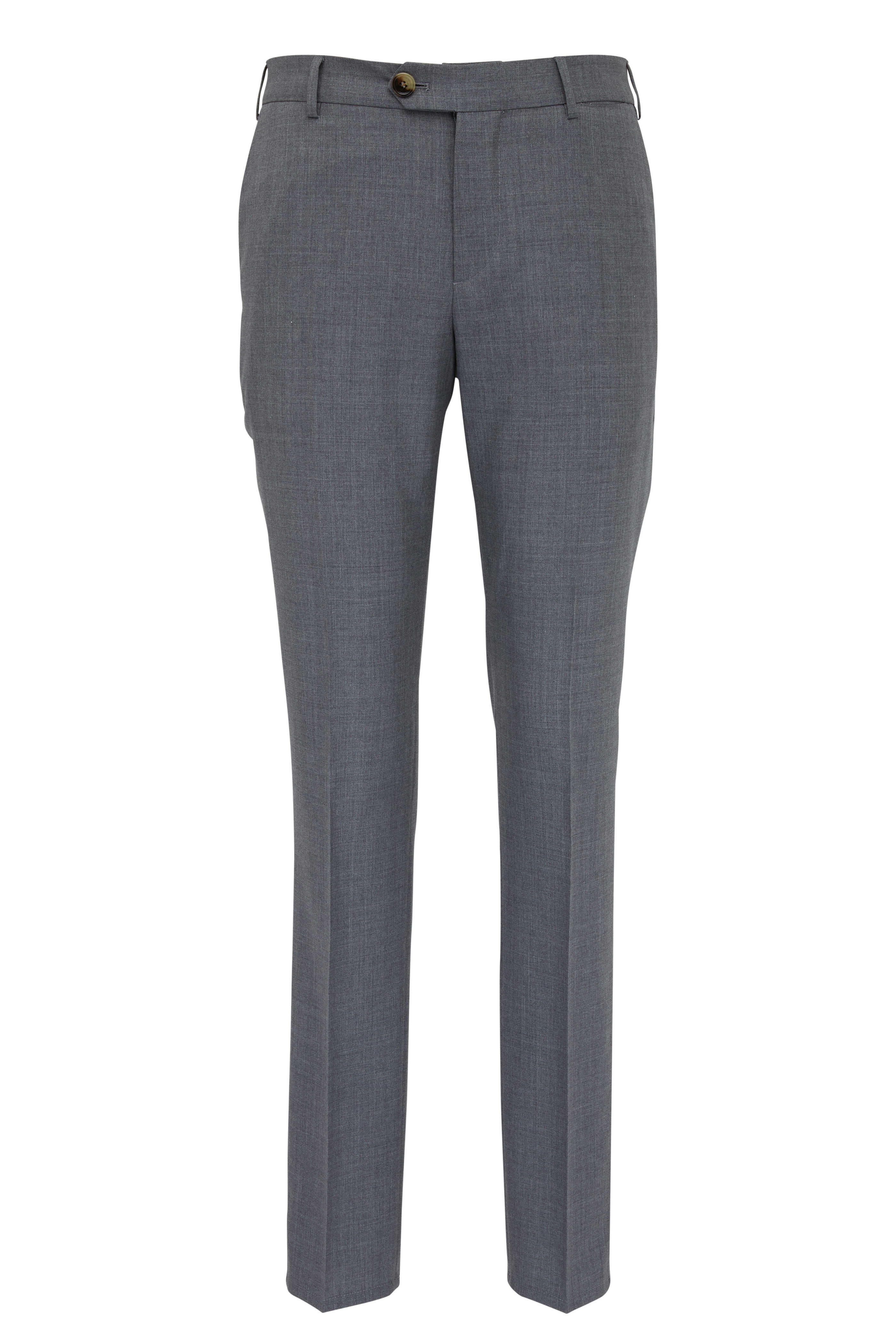 Brunello Cucinelli - Gray Lightweight Virgin Wool Flat Front Pant