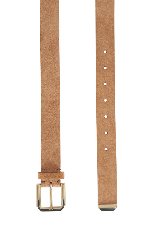 Brunello Cucinelli Tan Reversible Suede & Leather Belt - view 2