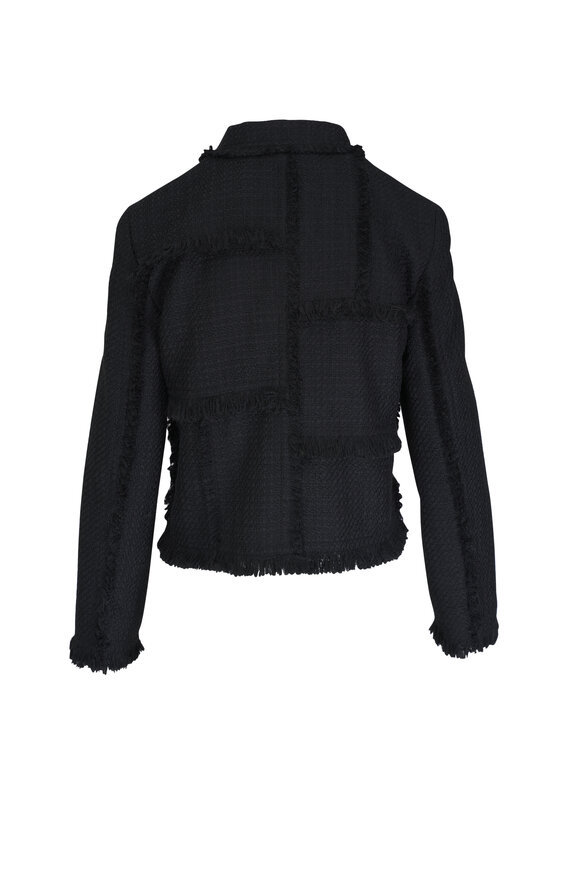 Lafayette 148 New York - Black Bouclé Tweed Fringe Patchwork Jacket