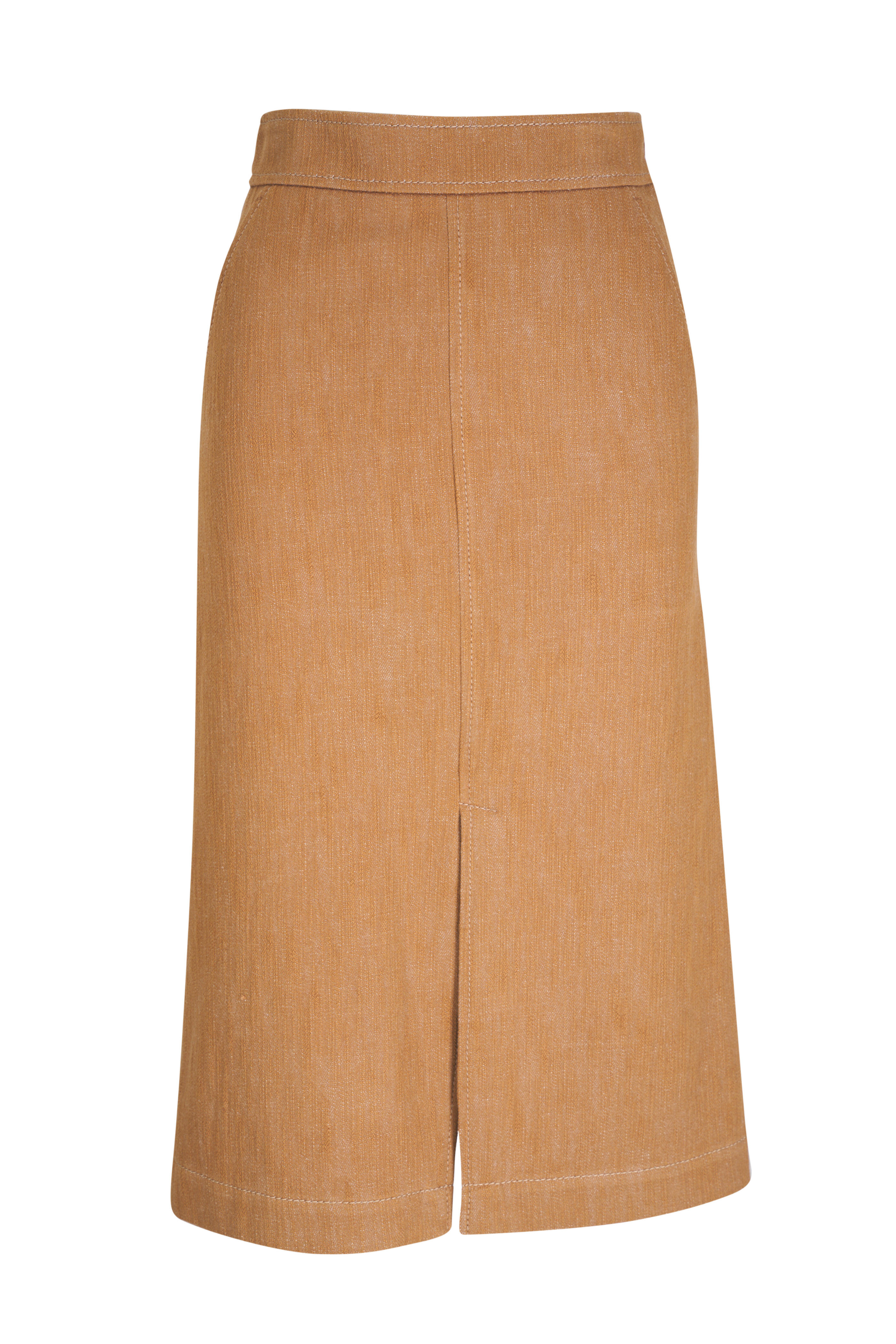 Akris Punto - Caramel Washed Denim Midi Skirt