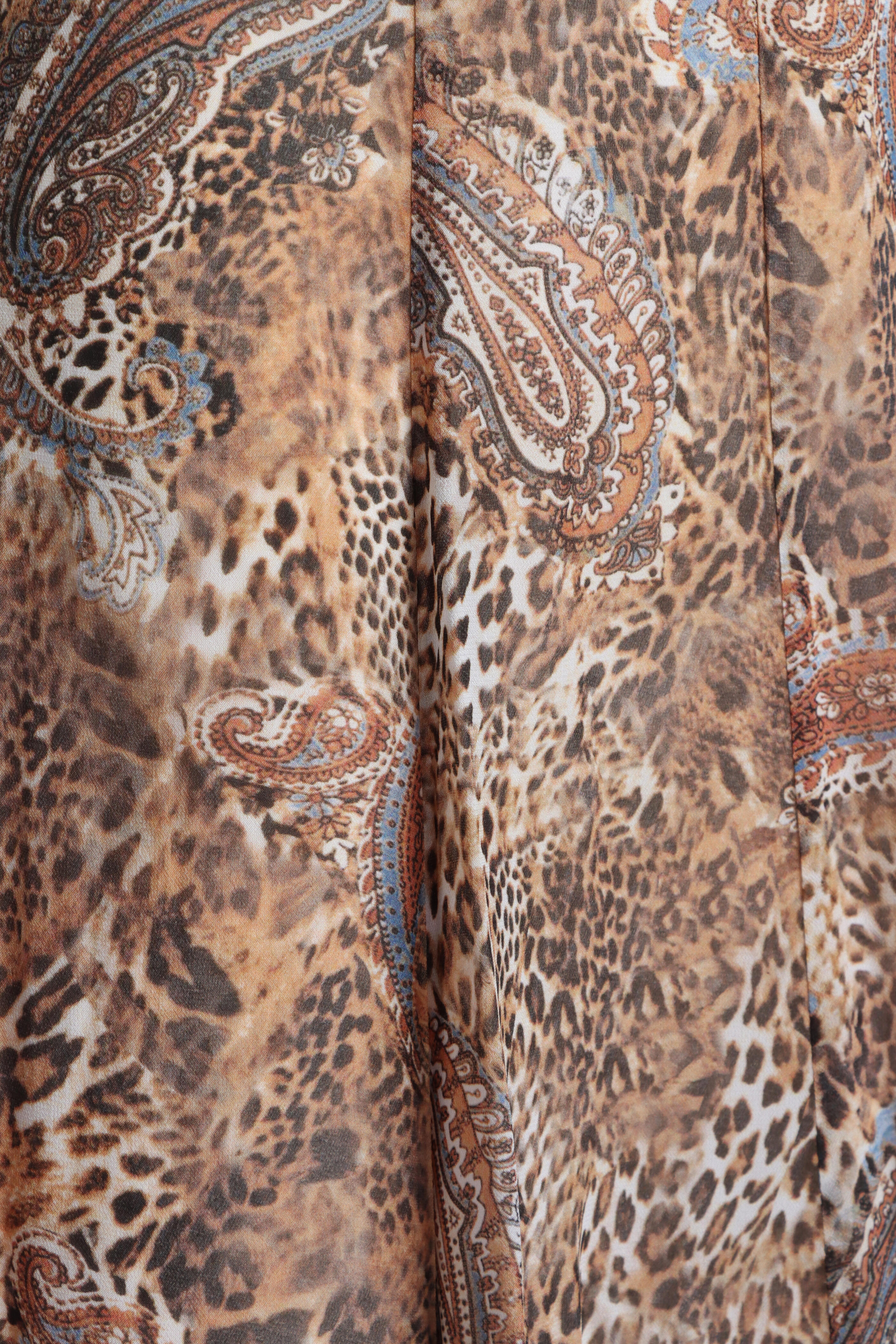 L'Agence - Patrica Brown & Blue Valencia Animal Maxi Skirt