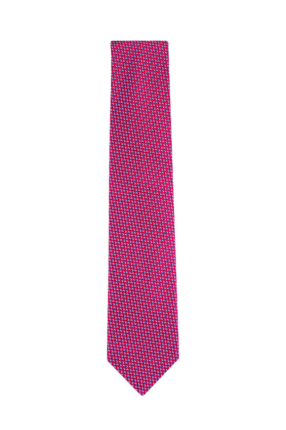Brioni Red Micro Motif Silk Necktie - view 1