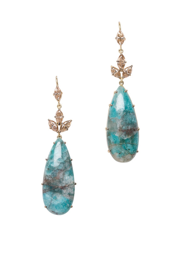 Sylva & Cie - Green Quartz Drop Earrings