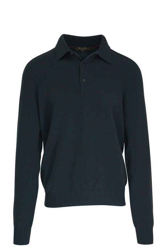 Loro Piana Holly Dark Brown Long Sleeve Polo Sweater - view 1