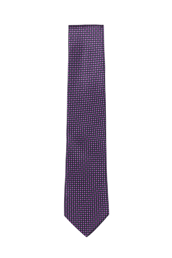 Geoff Nicholson Lilac & Grey Silk Necktie
