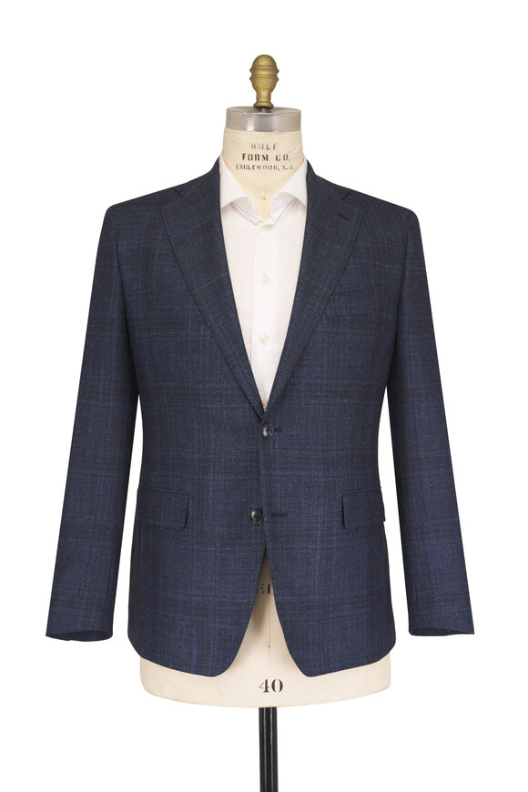 Atelier Munro Blue Check Wool, Silk & Cashmere Sportcoat - view 3