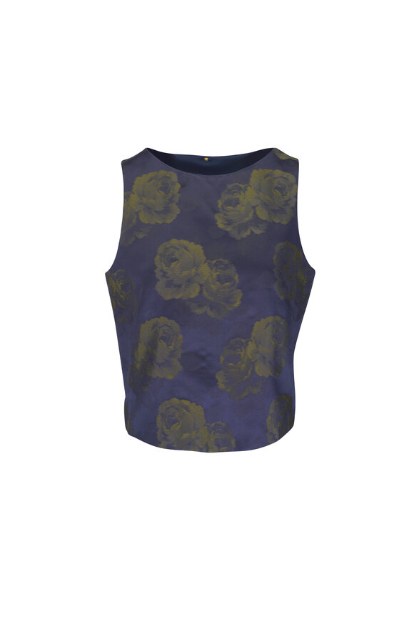 Peter Cohen Puck Blue Silk Floral Camo Tank - view 1