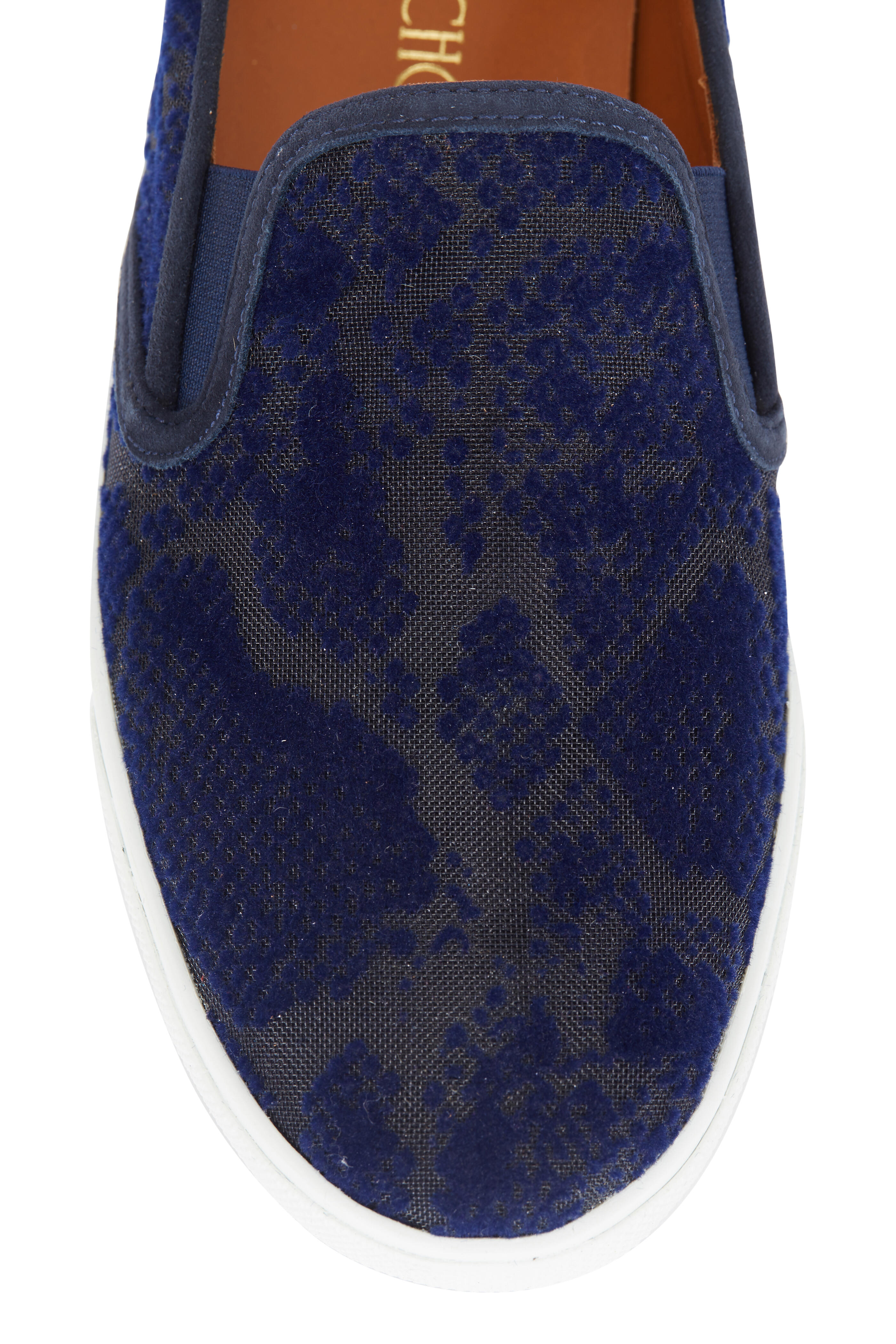 スニーカー Jimmy Choo FW25 Sneakers & Slip-On (VELES PZGX CHOCOLATE) Jimmy Choo - Navy Blue Velvet Flocked Skate Sneaker