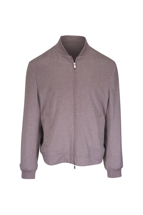 Brunello Cucinelli Tan Cashmere Bomber Jacket