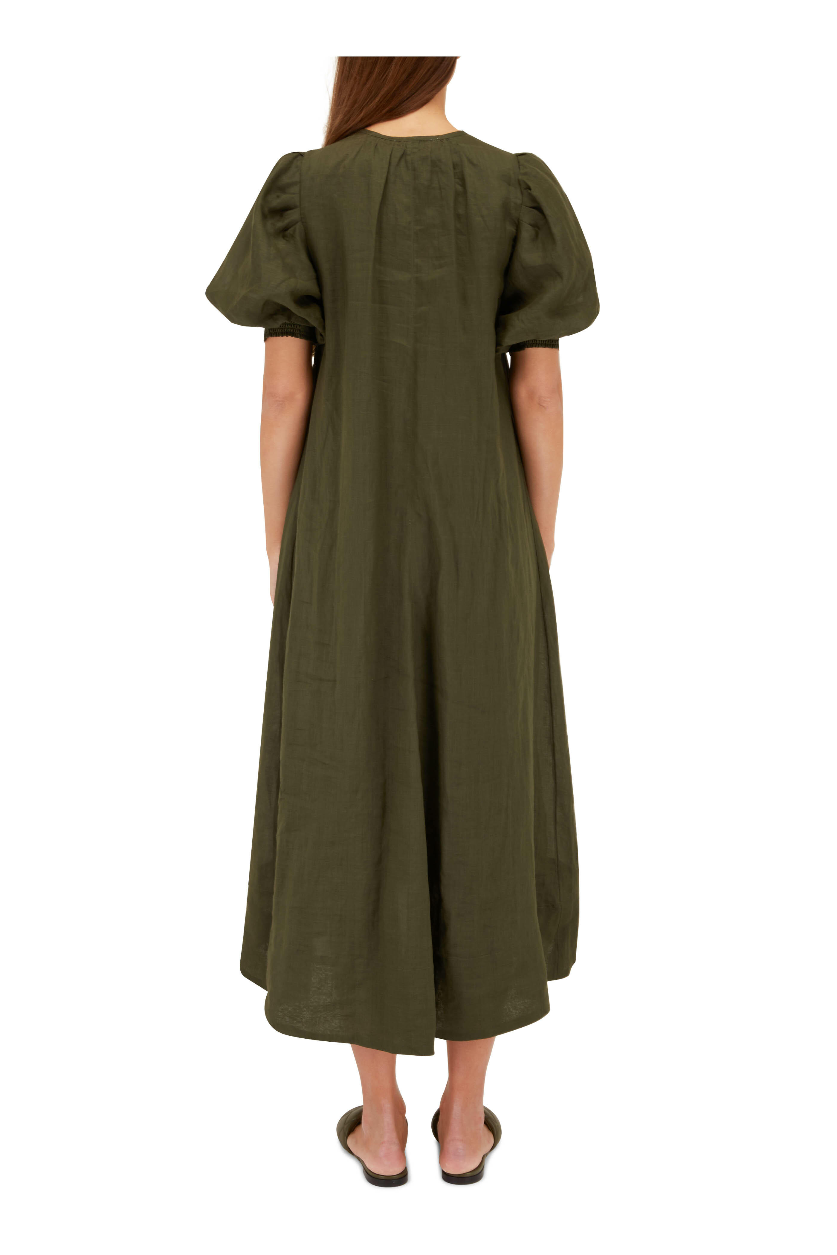 Frame - Olive Green Tie Maxi Dress