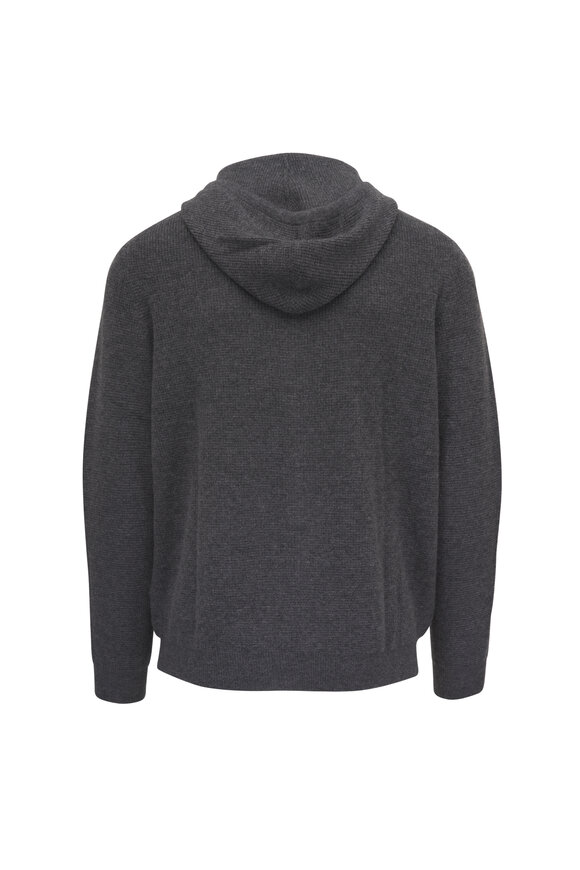 Kinross Charcoal Thermal Cashmere Front Zip Hoodie - view 3