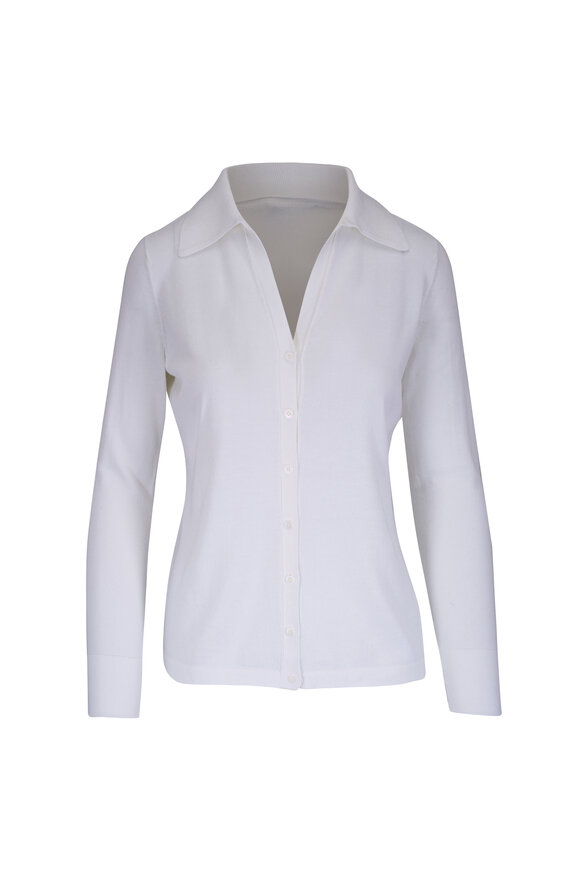Lafayette 148 New York Cloud Cotton & Silk Collared Cardigan - view 1