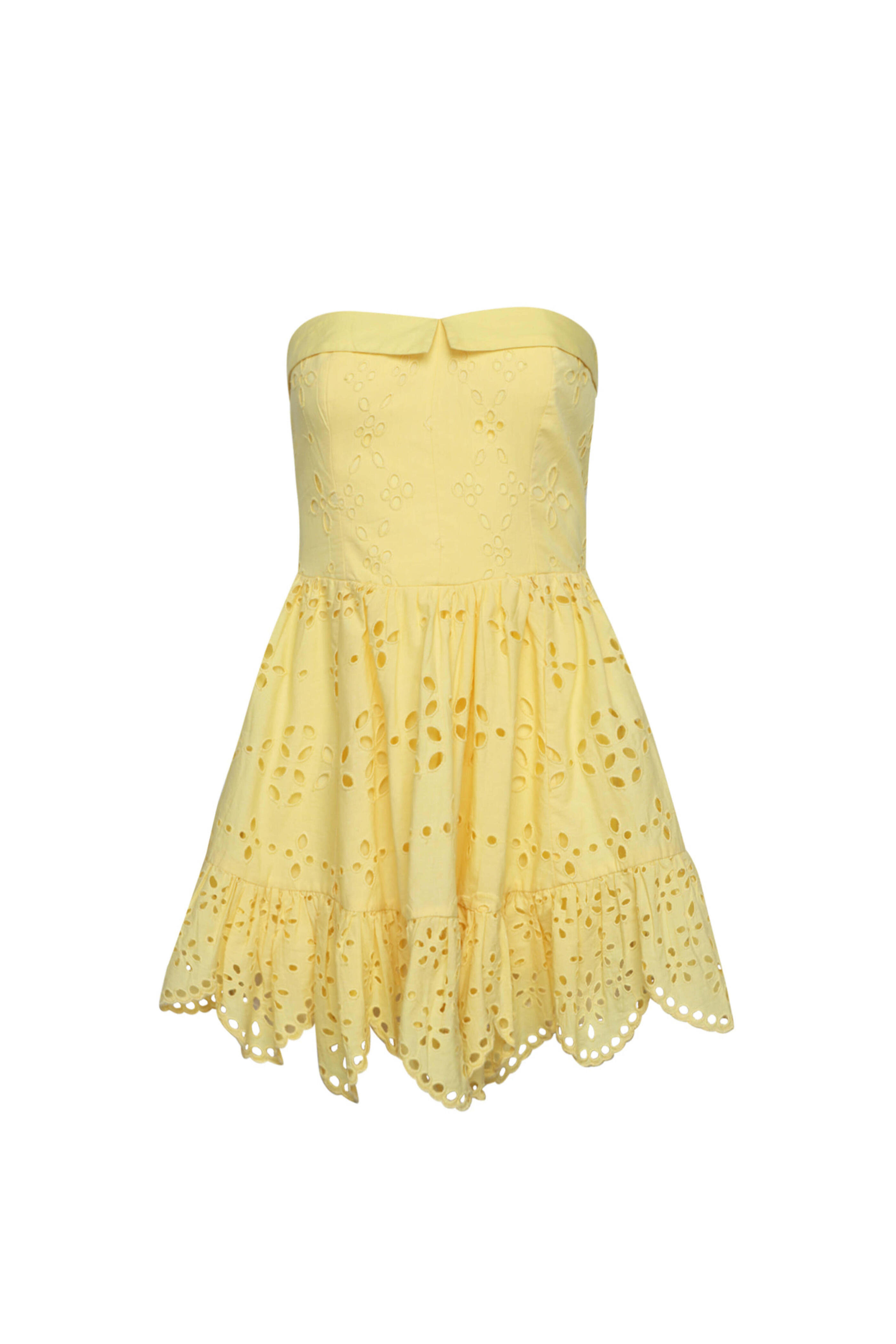 Hemant & Nandita - Yellow Strapless Adya Mini Dress