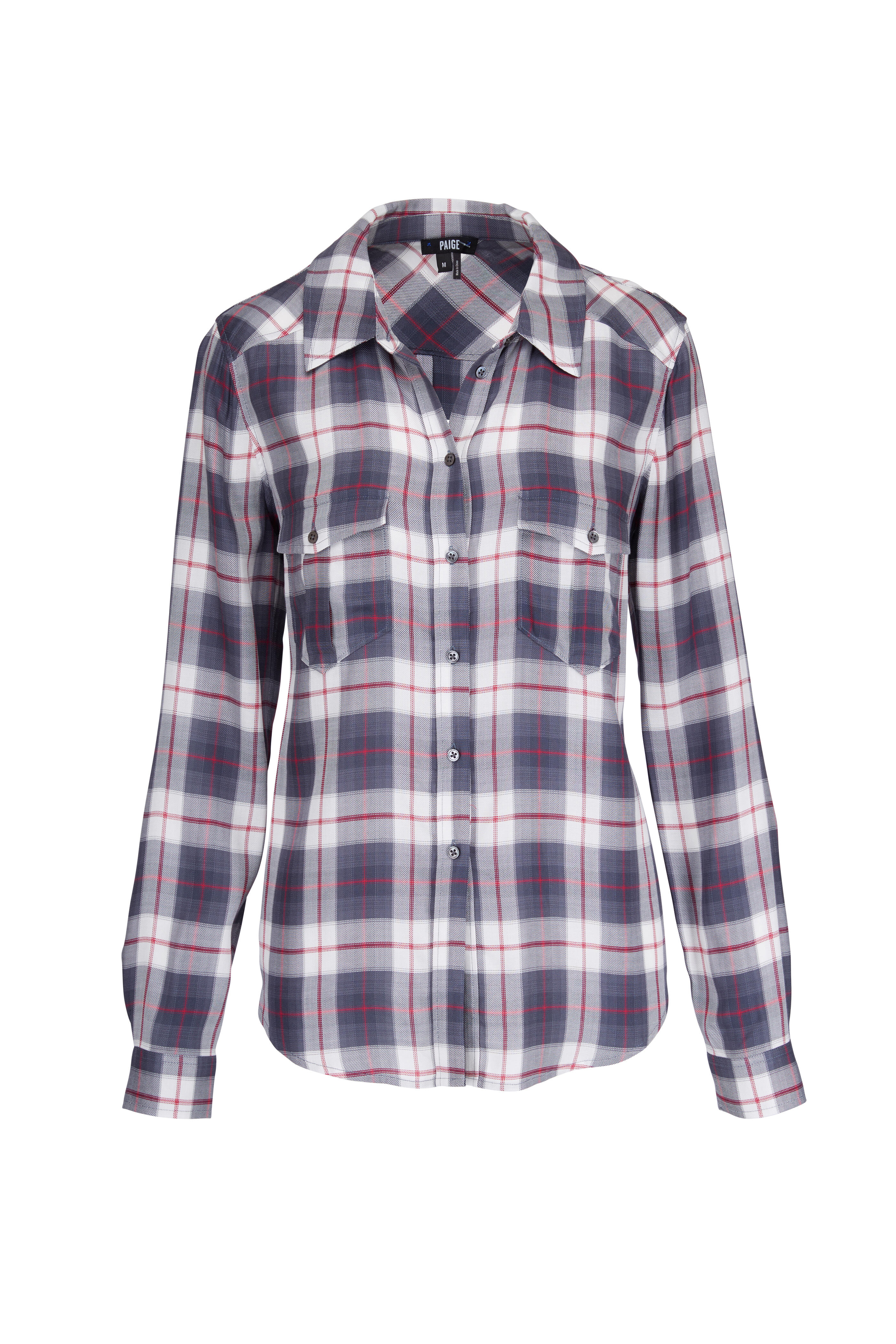 Paige - Red & Blue Plaid Button Down Shirt | Mitchell Stores