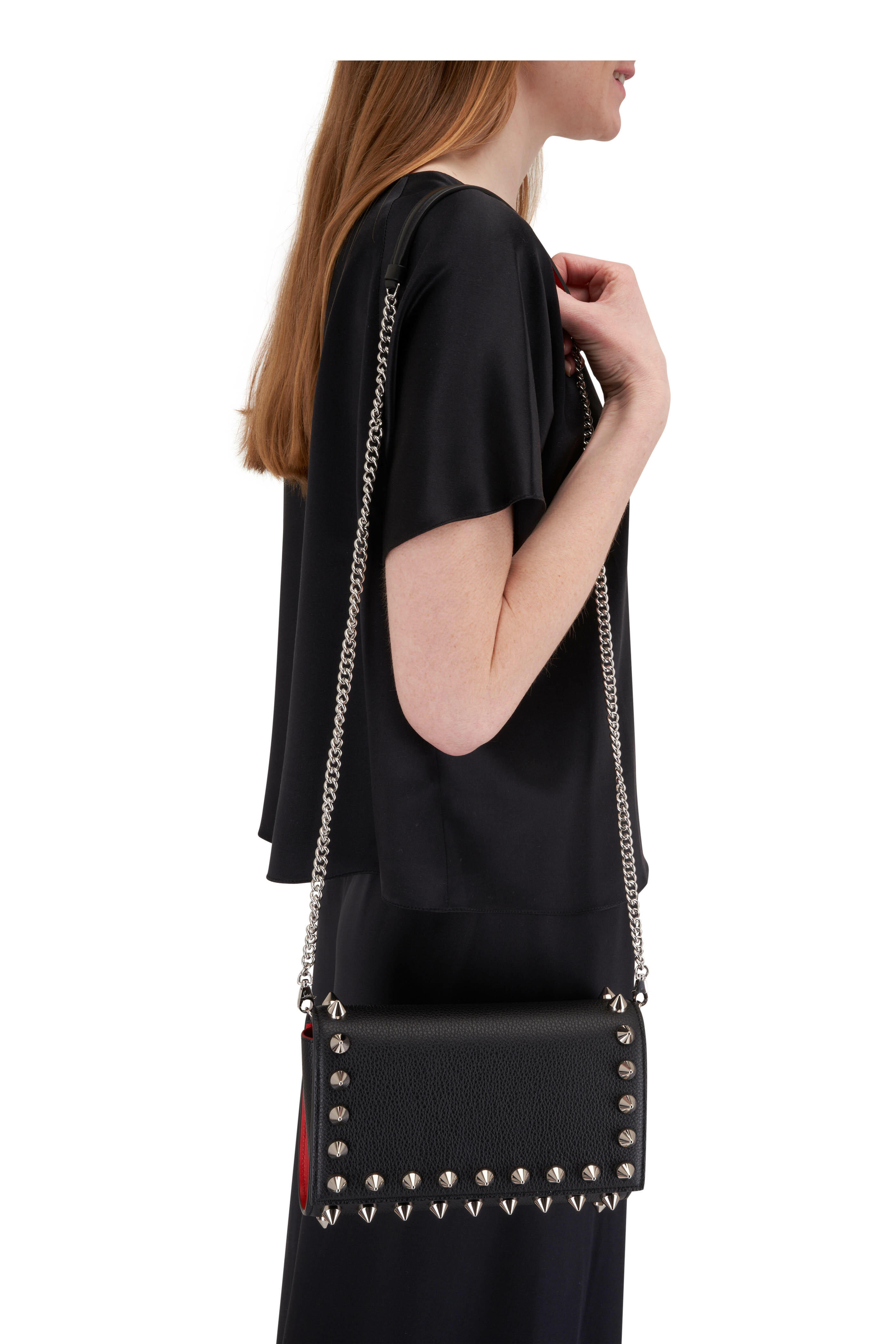 Christian Louboutin Paloma Studded Leather Chain Clutch Bag