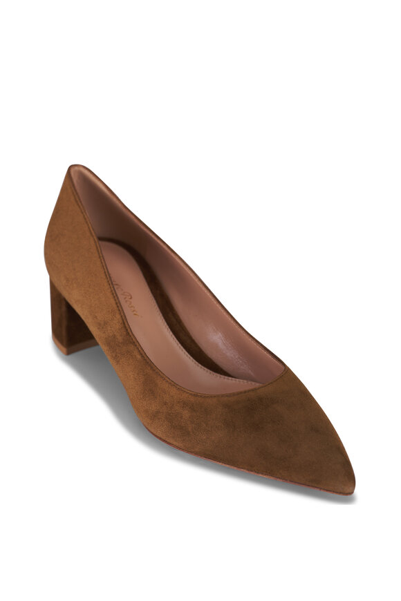Gianvito Rossi Piper Texas Suede Block Heel Pump, 45mm