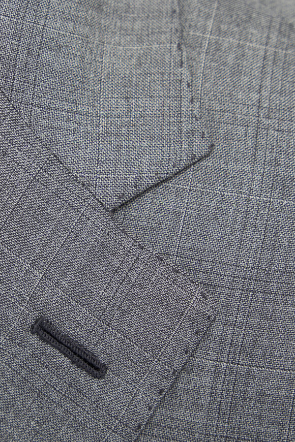 Brioni - Gray Tonal Check Wool & Silk Suit