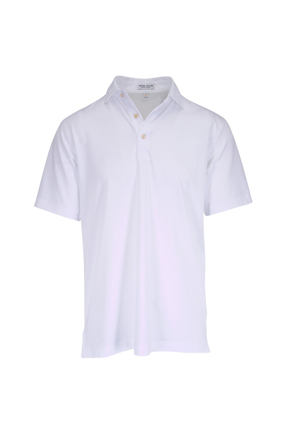 Peter Millar White Solid Performance Jersey Polo