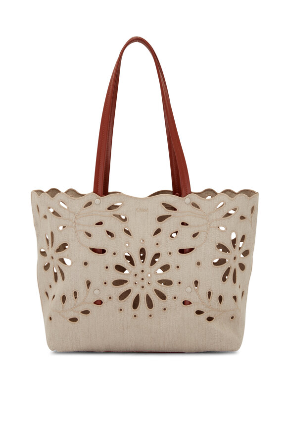 Chloé - Sepia Brown Kamilla E/W Linen Tote