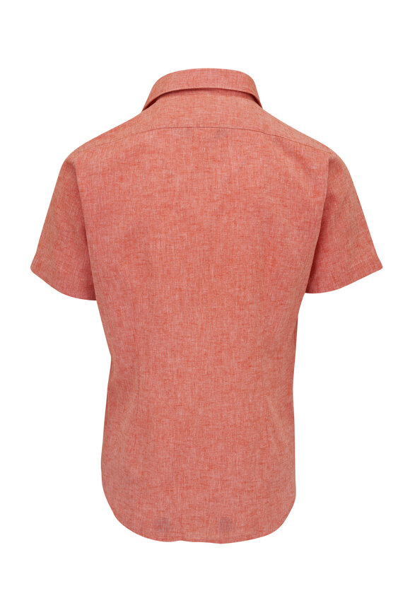 GMF - Orange Linen & Cotton Short Sleeve Button Down