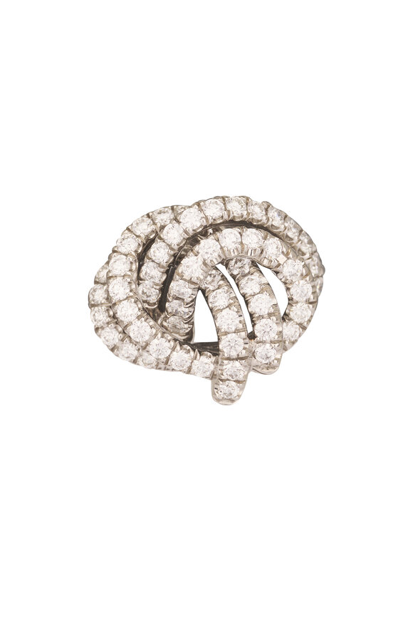 Kwiat Platinum Entwine Open Knot Diamond Stud Earring - view 2