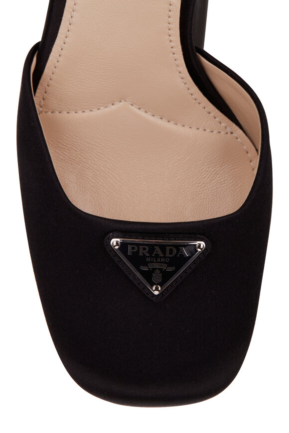 Prada - Black Satin Platform Pump, 135mm