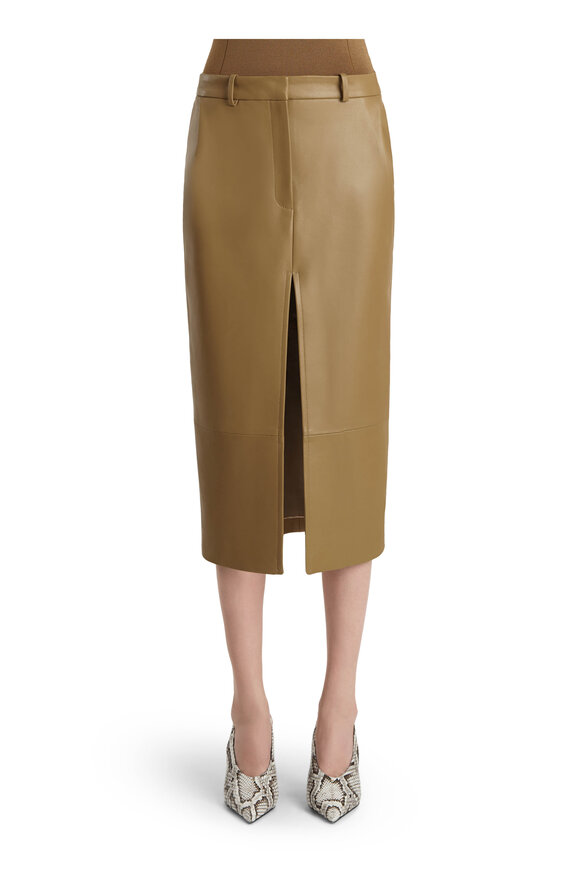Khaite Anden Golden Ochre Leather Skirt - view 2
