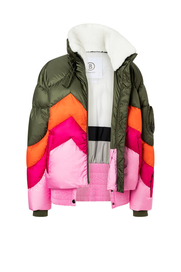 Bogner - Vanja Olive, Orange & Pink Chevron Ski Jacket