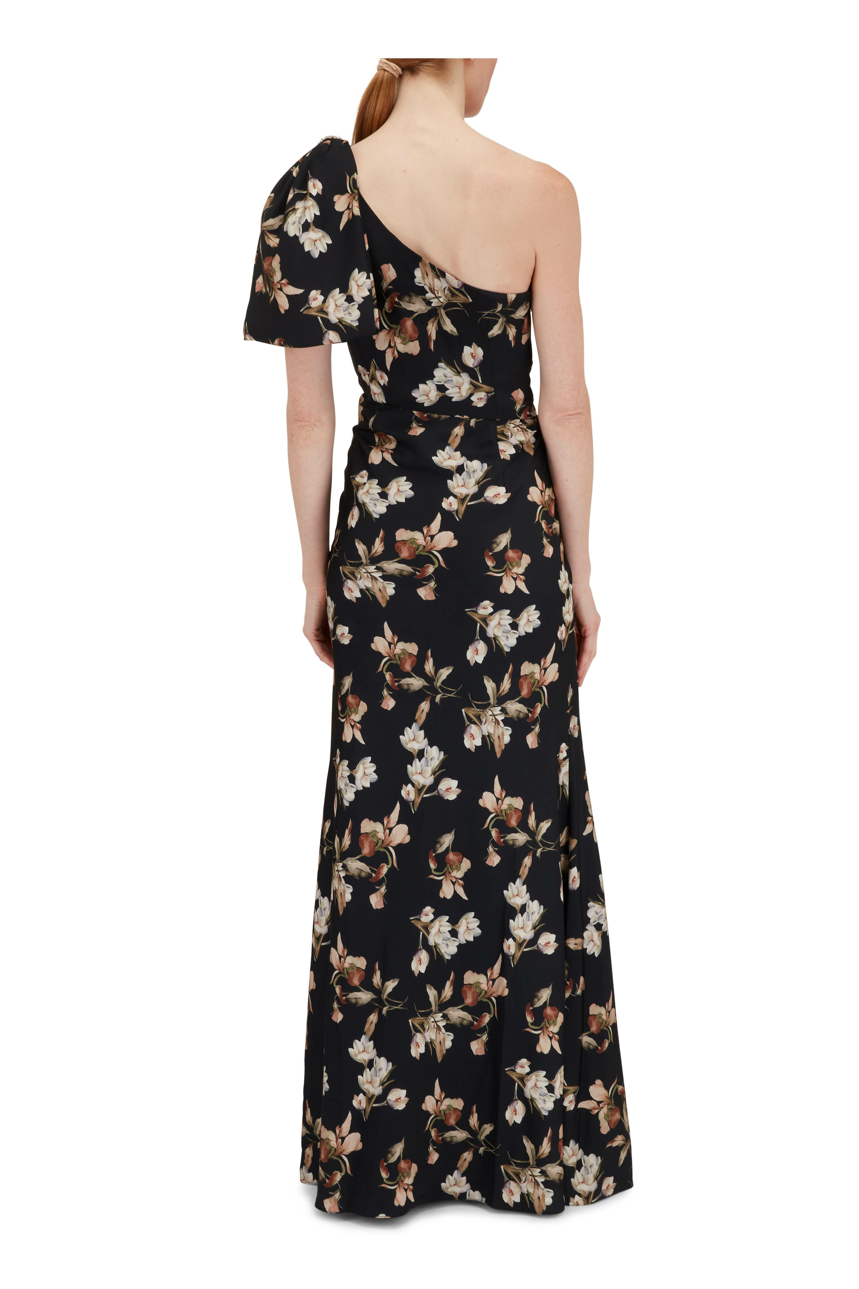 Sachin + Babi - Aubrey One-Shoulder Black Floral Gown