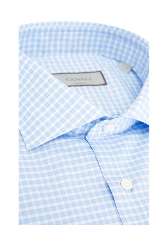 Canali - Light Gray Plaid Dress Shirt